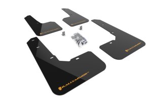 Subaru Outback Mud Flap Kit - Front + Rear - Rally Armor - UR Black Flap/Orange Logo - Black/Orange - `22-`25